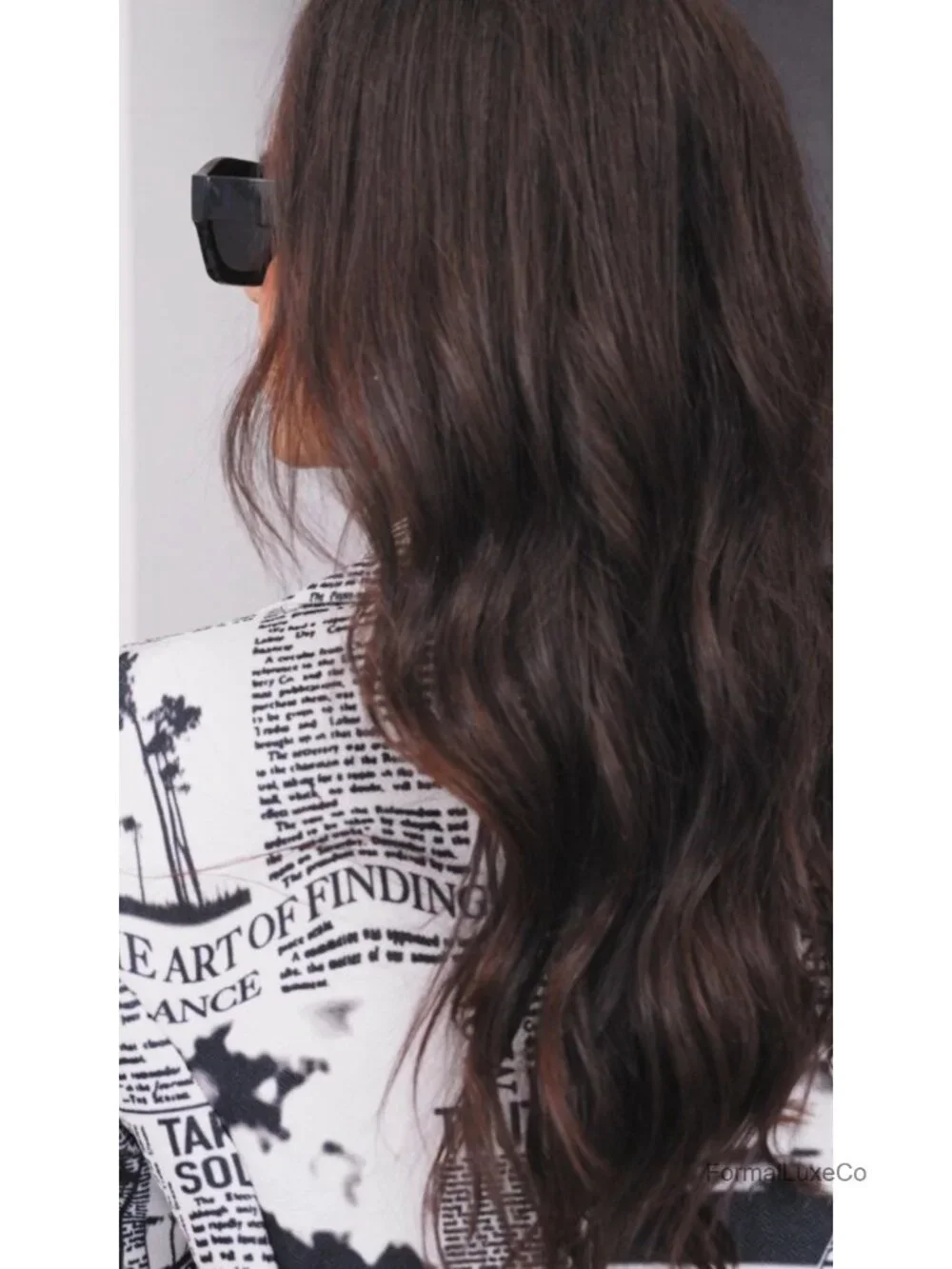 Newspaper Print Blazer with Notch Collar Long Sleeve Work Office Jacket
